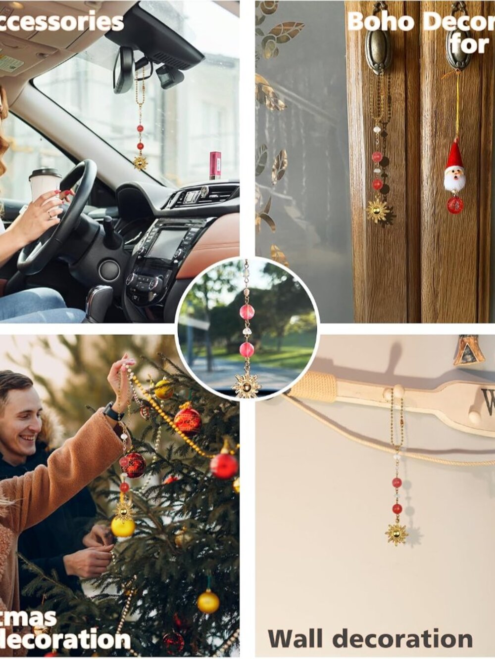 Car Rear View Mirror Accessories Sunshine Car Hanging Ornament, Sun Rearview Dec - Picture 7 of 7